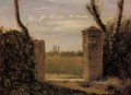Boid Guillaumi cerca de Rouen Una puerta flanqueada por dos postes plein air Romanticismo Jean Baptiste Camille Corot